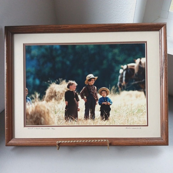 Artist Photograph Children in Wheat Field Prairie Amish Irvin Hoover Homestead - Picture 1 of 9
